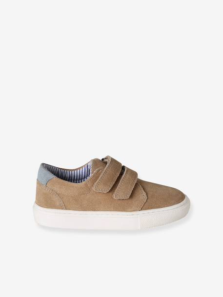 Leather Derby Shoes with Hook-&-Loop Straps for Boys 6529+beige+navy blue - vertbaudet enfant 