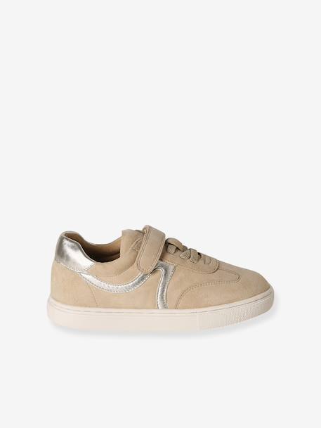 Girls' leather trainers with zip and laces brown - vertbaudet enfant 