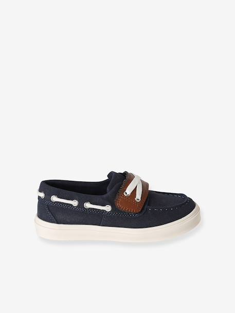 Boat Shoes with Hook-&-Loop Fasteners for Boys navy blue - vertbaudet enfant 
