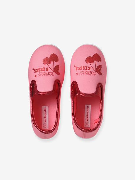 Chausson fille textile élastique rose+rose imprimé+rose pâle - vertbaudet enfant 