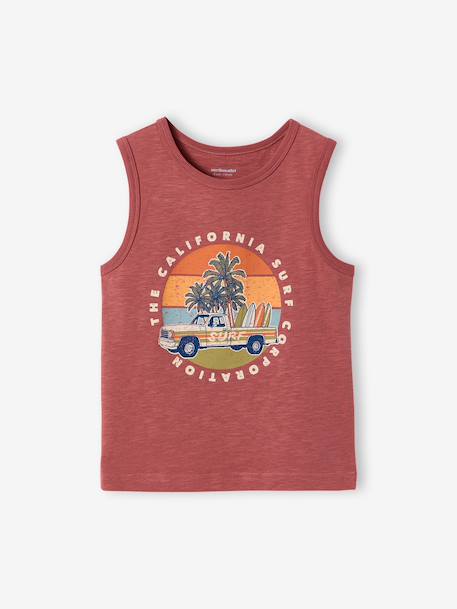 Printed 'California' Tank Top dusky pink+ecru - vertbaudet enfant 