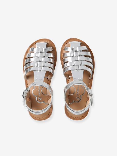 Leather Sandals for Children, Designed for Autonomy gold+silver - vertbaudet enfant 