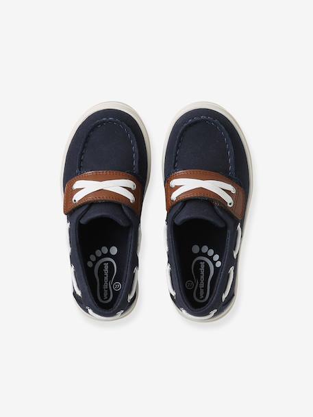 Boat Shoes with Hook-&-Loop Fasteners for Boys navy blue - vertbaudet enfant 