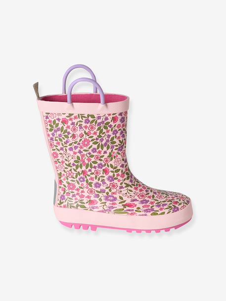 Printed Rubber Wellies for Children, Designed for Autonomy printed blue+set pink - vertbaudet enfant 