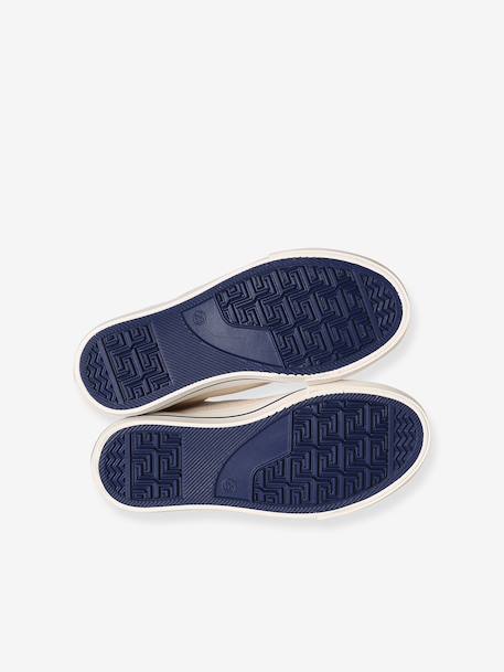 Boys' synthetic trainers with touch 'n' close fastening ecru+navy blue - vertbaudet enfant 