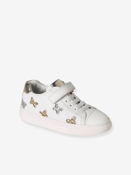 Low-Cut Leather Trainers for Children white - vertbaudet enfant 