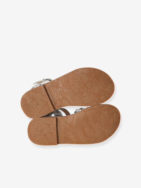Leather Sandals for Children, Designed for Autonomy gold+silver - vertbaudet enfant 