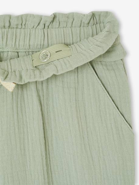 Pantalon large gaze de coton rose+vert de gris - vertbaudet enfant 