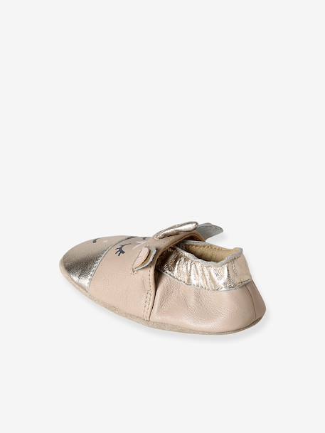 Elasticated Leather Slippers for Babies golden beige - vertbaudet enfant 