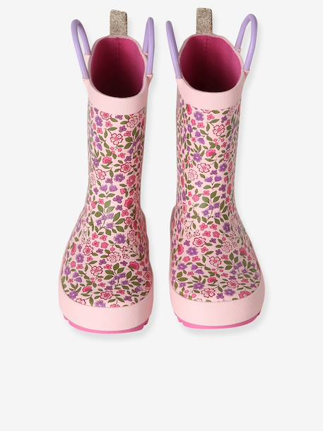 Printed Rubber Wellies for Children, Designed for Autonomy printed blue+set pink - vertbaudet enfant 