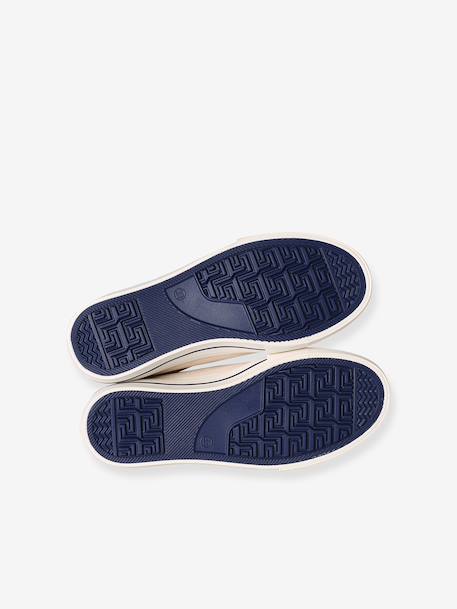 Synthetic trainers with touch 'n' close fastening for children ecru+navy blue - vertbaudet enfant 