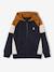 Zipped hooded sweatshirt for boys with colour block design green+medium blue+ochre - vertbaudet enfant 