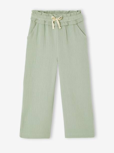 Pantalon large gaze de coton rose+vert de gris - vertbaudet enfant 