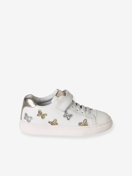 Low-Cut Leather Trainers for Children white - vertbaudet enfant 
