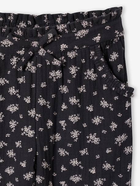 Pantacourt fille en gaze de coton anthracite+bleu+corail - vertbaudet enfant 