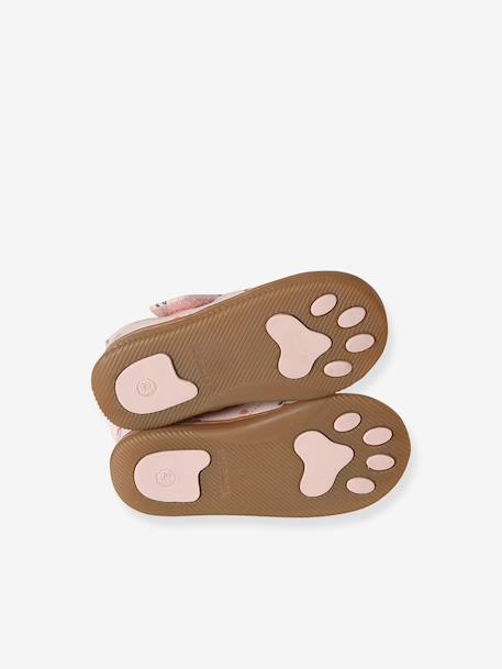 Fabric Indoor Shoes in Printed Fabric, with Hook-&-Loop Strap, for Babies chambray blue+printed pink+printed white - vertbaudet enfant 