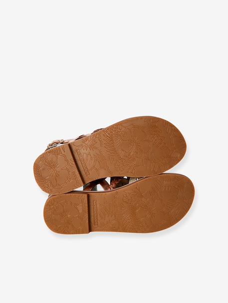 Multi-Strap Leather Sandals for Girls gold - vertbaudet enfant 