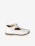Girls' leather mary janes with touch-and-close fastening navy blue+white - vertbaudet enfant 