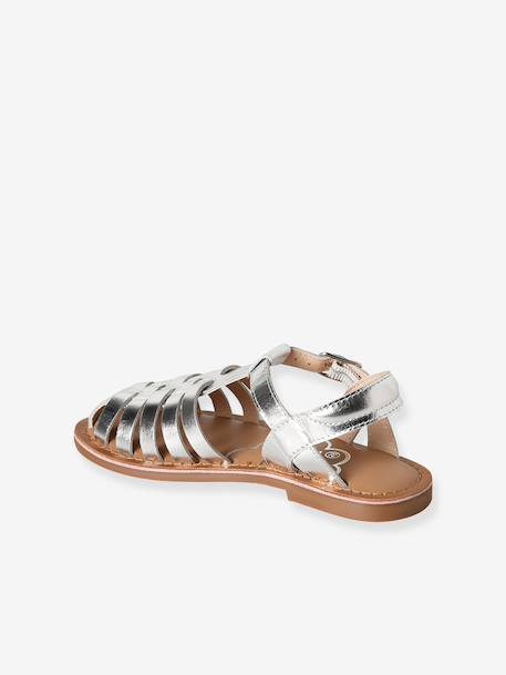 Leather Sandals for Children, Designed for Autonomy gold+silver - vertbaudet enfant 