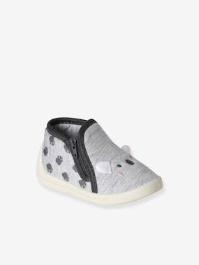 Shoes-Zipped Slippers in Canvas for Babies