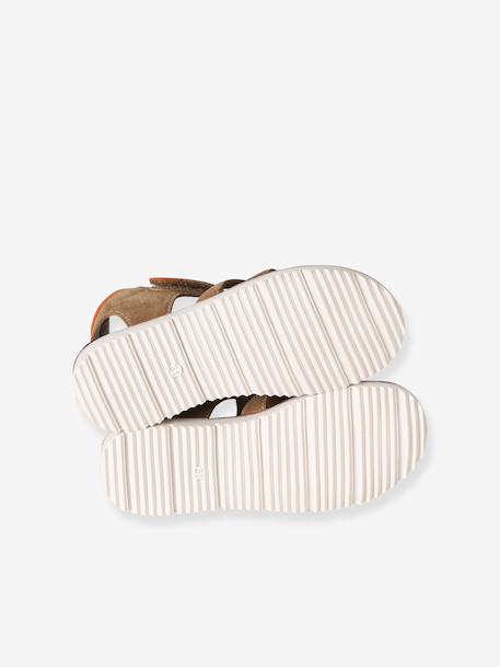 Leather Hook-&-Loop Sandals for Children camel - vertbaudet enfant 