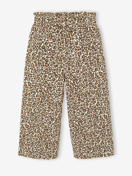 Wide-leg paperbag leopard print trousers for girls beige+chocolate+multicoloured+vanilla - vertbaudet enfant 
