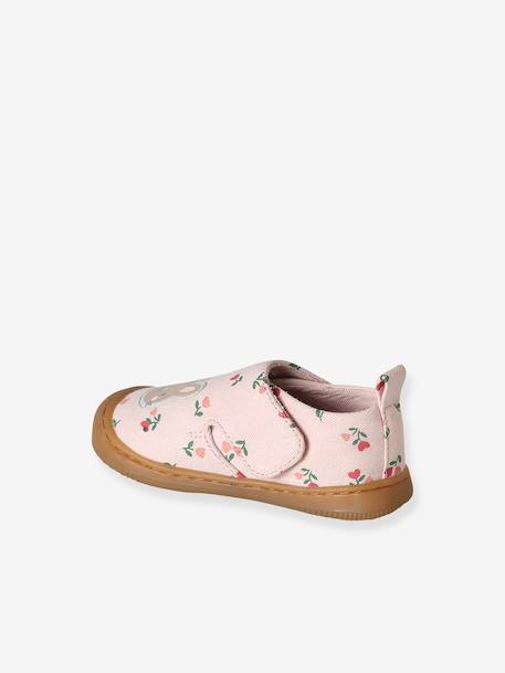 Fabric Indoor Shoes in Printed Fabric, with Hook-&-Loop Strap, for Babies chambray blue+printed pink+printed white - vertbaudet enfant 