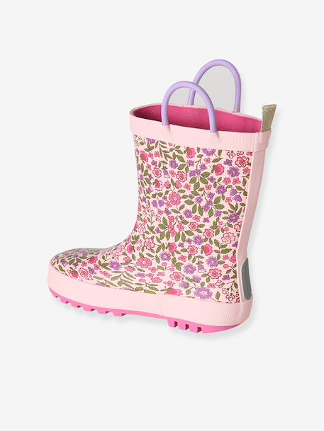 Printed Rubber Wellies for Children, Designed for Autonomy printed blue+set pink - vertbaudet enfant 