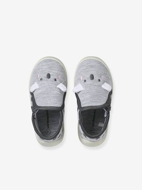 Zipped Slippers in Canvas for Babies printed grey - vertbaudet enfant 