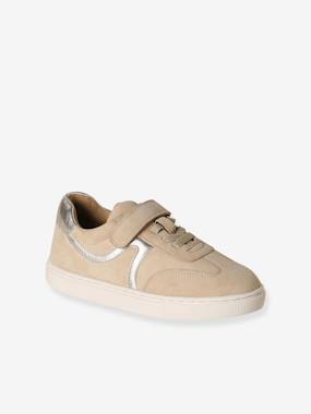Shoes-Girls' leather trainers with zip and laces 