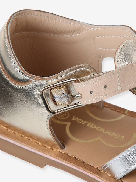 Leather buckle sandals for children gold - vertbaudet enfant 