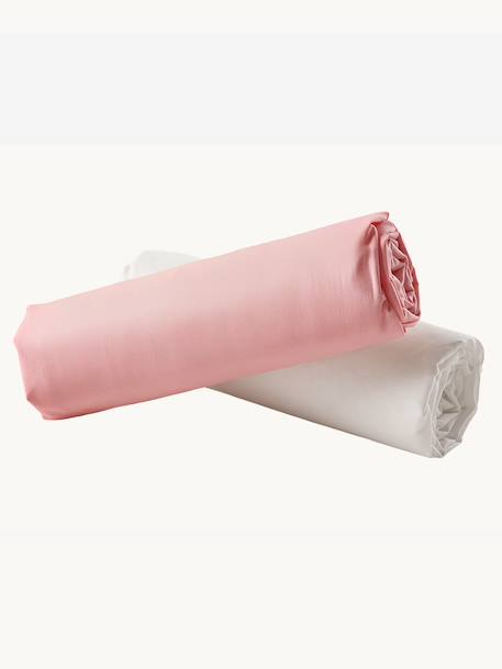 Pack of 2 Fitted Sheets in Recycled Cotton for Children ecru+pale pink+pearly grey+sage green - vertbaudet enfant 