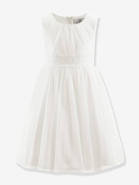 Tulle dress with lace Happy Girls for girl ecru - vertbaudet enfant 