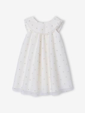 -Robe évasée fille tulle brodée