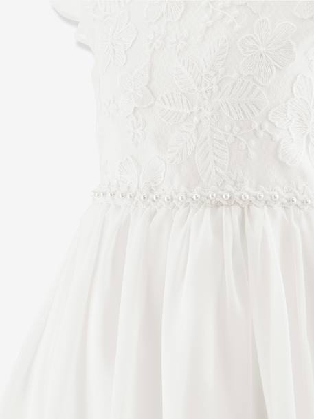 Dress with embroidery and pearls Happy Girls for girl ecru - vertbaudet enfant 