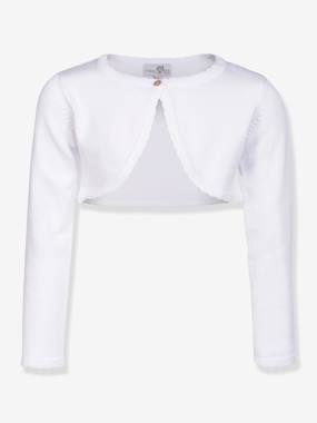Girls-Cardigans, Jumpers & Sweatshirts-Cardigans-Happy Girls bolero with scalloped edge for girl