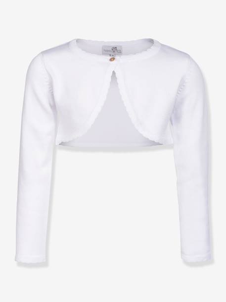 Happy Girls bolero with scalloped edge for girl ecru+navy blue+white - vertbaudet enfant 