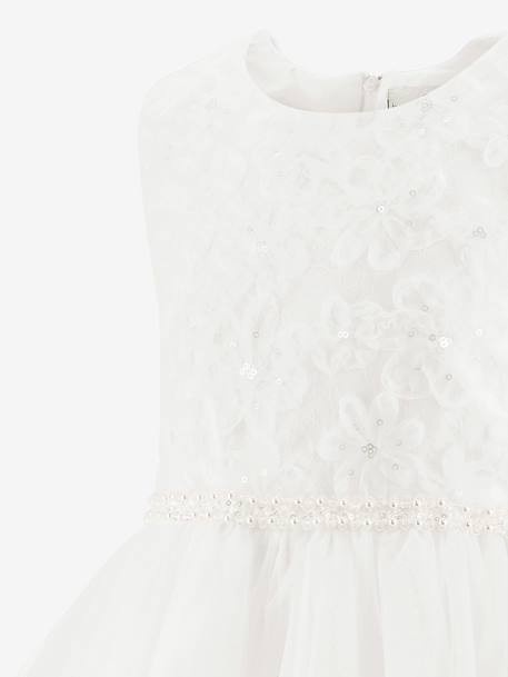 Dress with lace and flowers Happy Girls for girl ecru - vertbaudet enfant 
