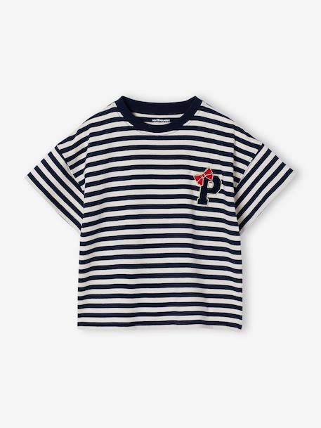 T-shirt fille fantaisie corail+marine - vertbaudet enfant 