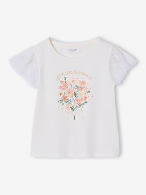 Tee-shirt manches courtes fleuri - vertbaudet enfant Fille-T-shirt, sous-pull-T-shirt-Tee-shirt manches courtes fleuri