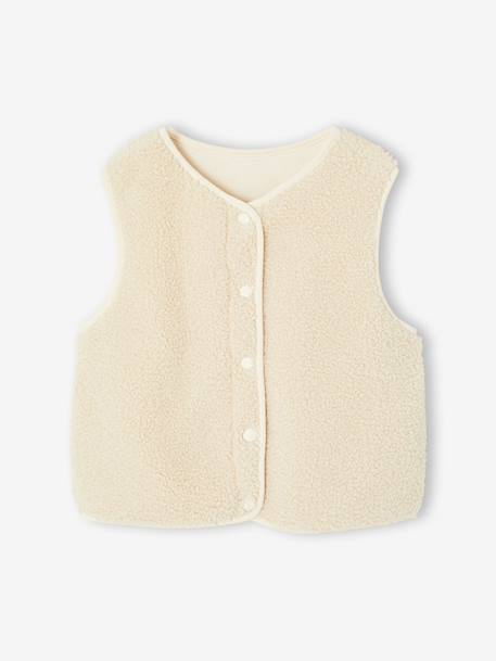 Leopard Print Waistcoat in Sherpa brown+ecru - vertbaudet enfant 