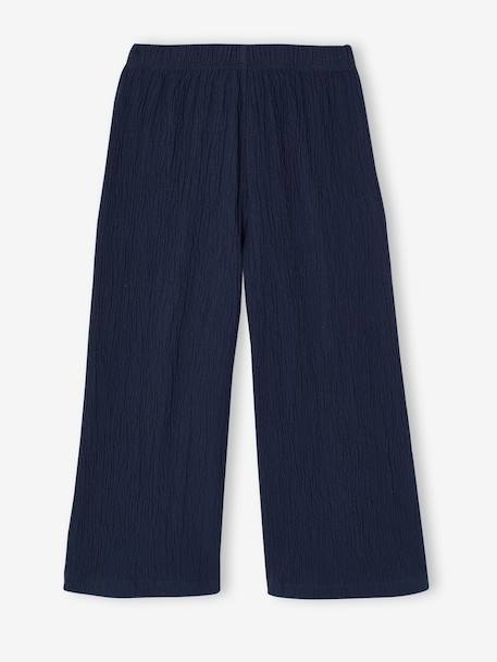 Wide-Leg Leggings with Honeycomb Effect for Girls coral+mauve+navy blue+printed white+sage green - vertbaudet enfant 