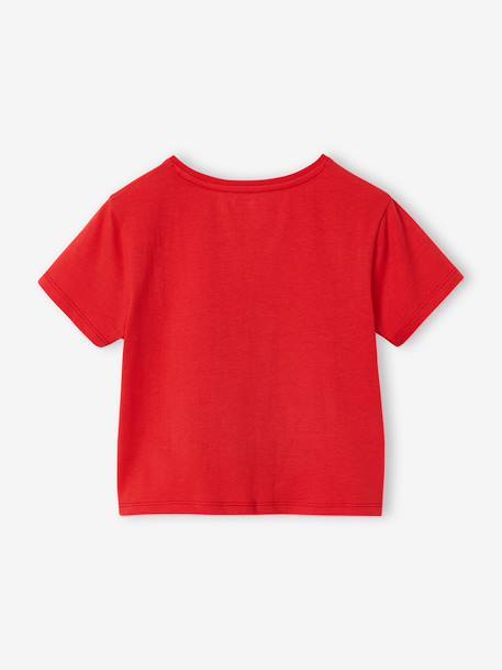 T-Shirt with Fancy Bow for Girls ecru+red+striped blue - vertbaudet enfant 