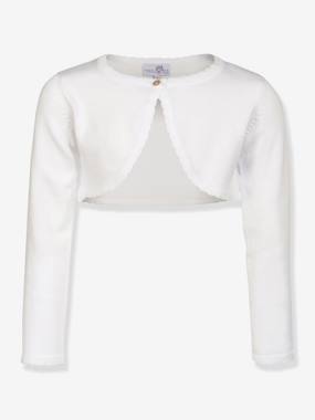 Girls-Cardigans, Jumpers & Sweatshirts-Cardigans-Happy Girls bolero with scalloped edge for girl
