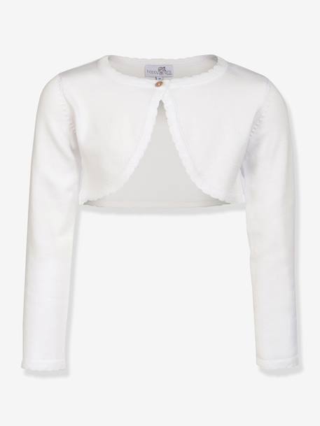 Happy Girls bolero with scalloped edge for girl ecru+navy blue+white - vertbaudet enfant 