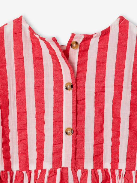 Seersucker Dress for Girls striped red - vertbaudet enfant 