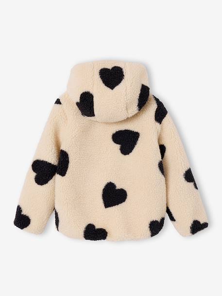Girls' floral pop hooded sherpa jacket ecru+vanilla - vertbaudet enfant 