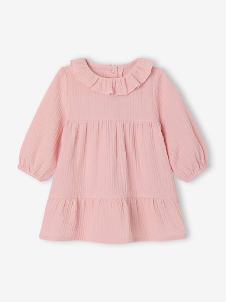 Baby girl's dress in cotton gauze rose - vertbaudet enfant 