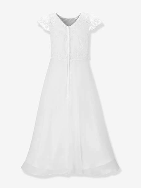 Robe de communion à top dentelle fille Happy Girls blanc - vertbaudet enfant 