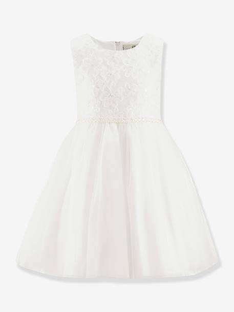 Robe en dentelle et fleurs fille Happy Girls écru - vertbaudet enfant 